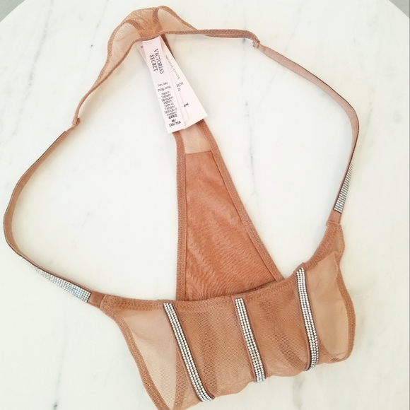 Victoria's Secret Very Sexy Rhinestone Crystal Shine Strap Thong Panty NWT Nude - Picture 6 of 12